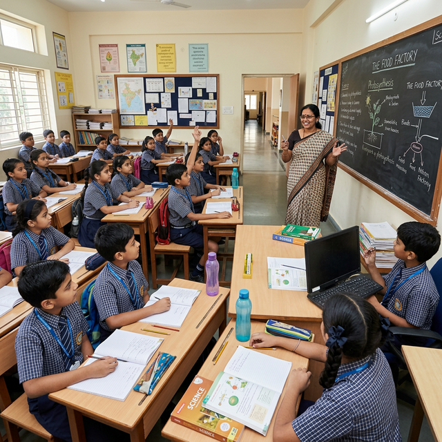 Classroom teaching at Sir C V Raman Public School